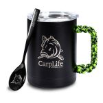 Carp Life - Thermal Mug & Spoon Set - Black And Neon Paracord