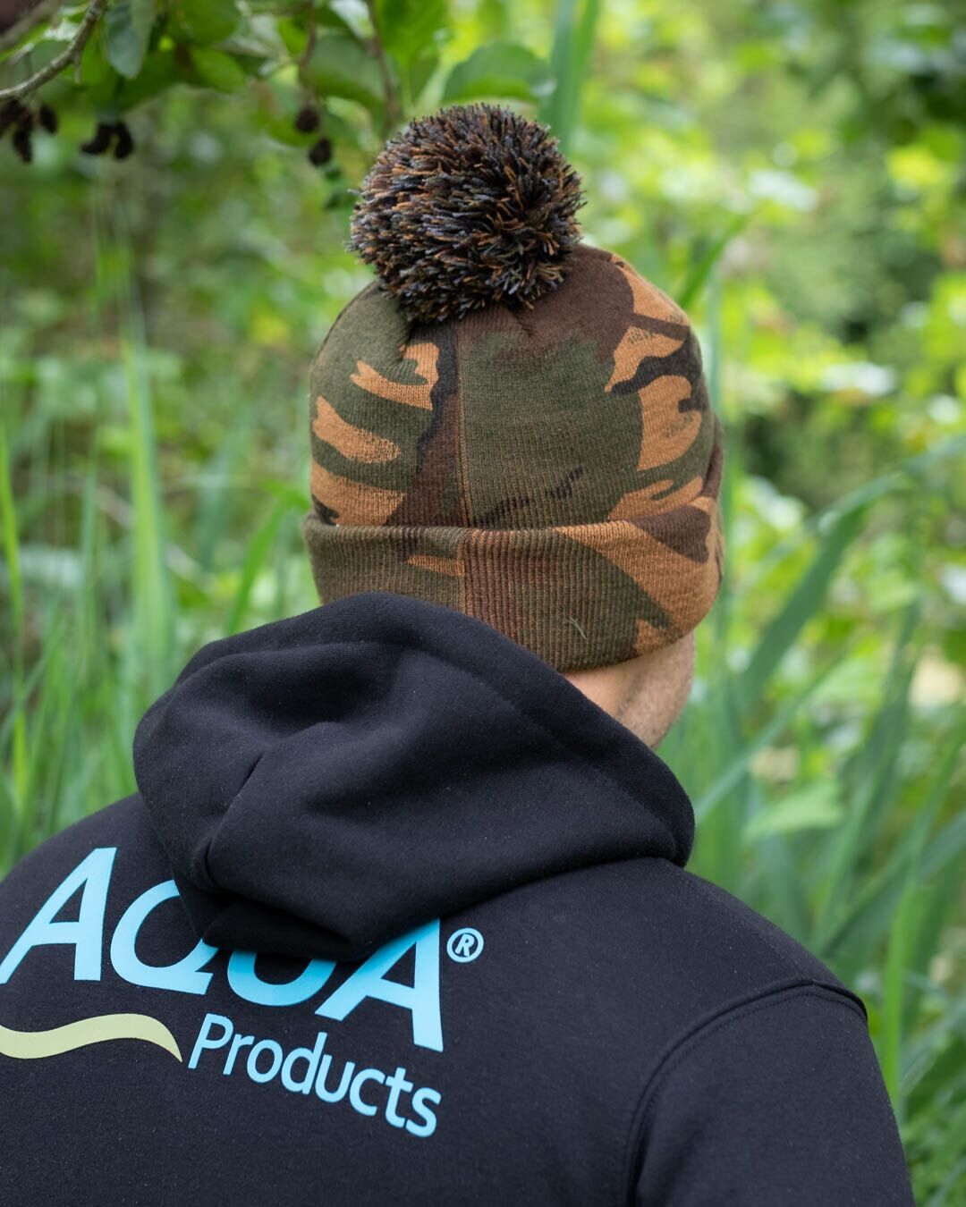 Aqua camo bobble hat Clearance