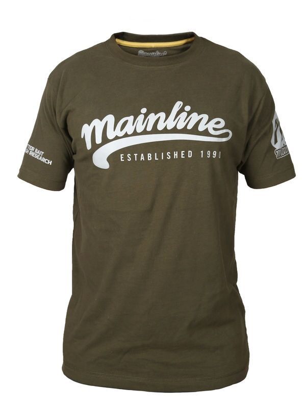 Mainline Baits Retro T-Shirt *All Sizes* NEW Carp Fishing Tee Shirt Green