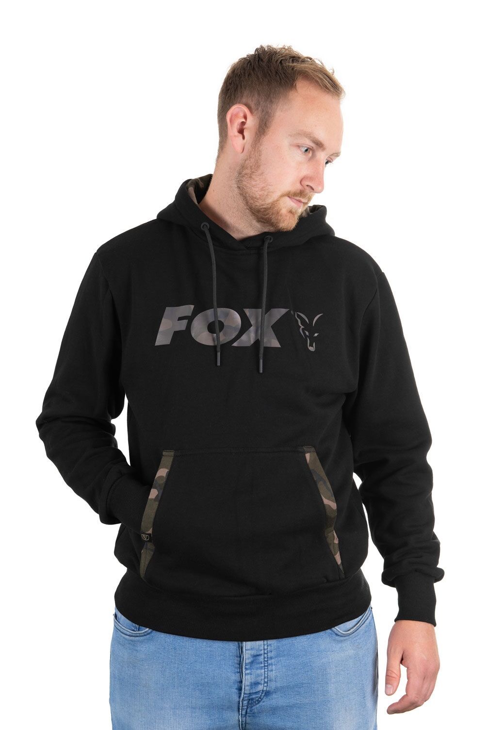 Fox LW Black/Camo Print Zip Hoody Fashion Carp Fishing Clothing 