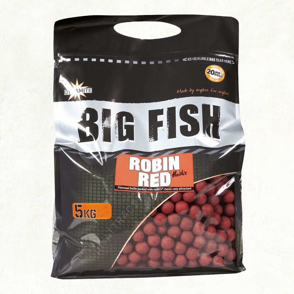 Carp Bait Boilies Dynamite Baits - Big Fish - Robin Red Boilies - 5kg 15mm