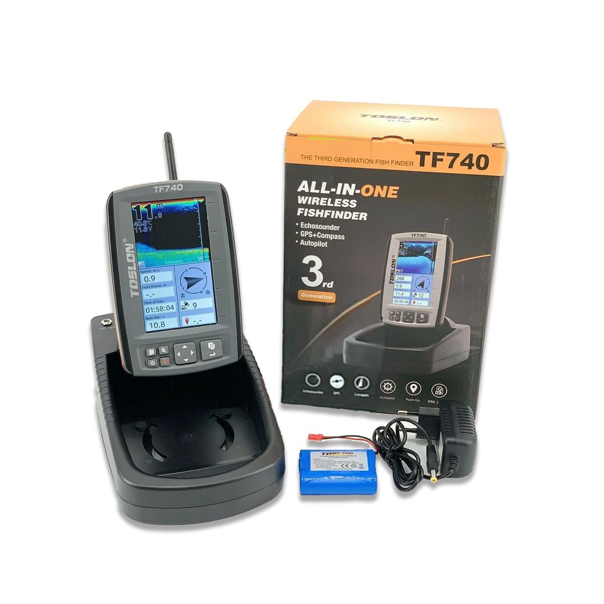 Toslon - TF740 GPS Autopilot Fishfinder With Internal Battery And