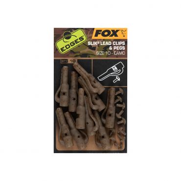 Fox - Edges Camo Size 10 Slik lead clip + pegs
