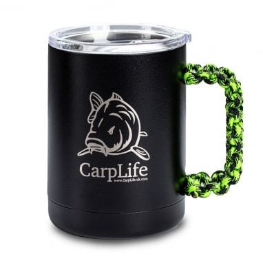 CarpLife - Thermal Mug & Spoon Set - Black And Neon Paracord