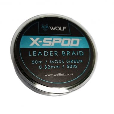 Wolf - X-Spod Braided Shockleader - Moss Green 50lb/50m
