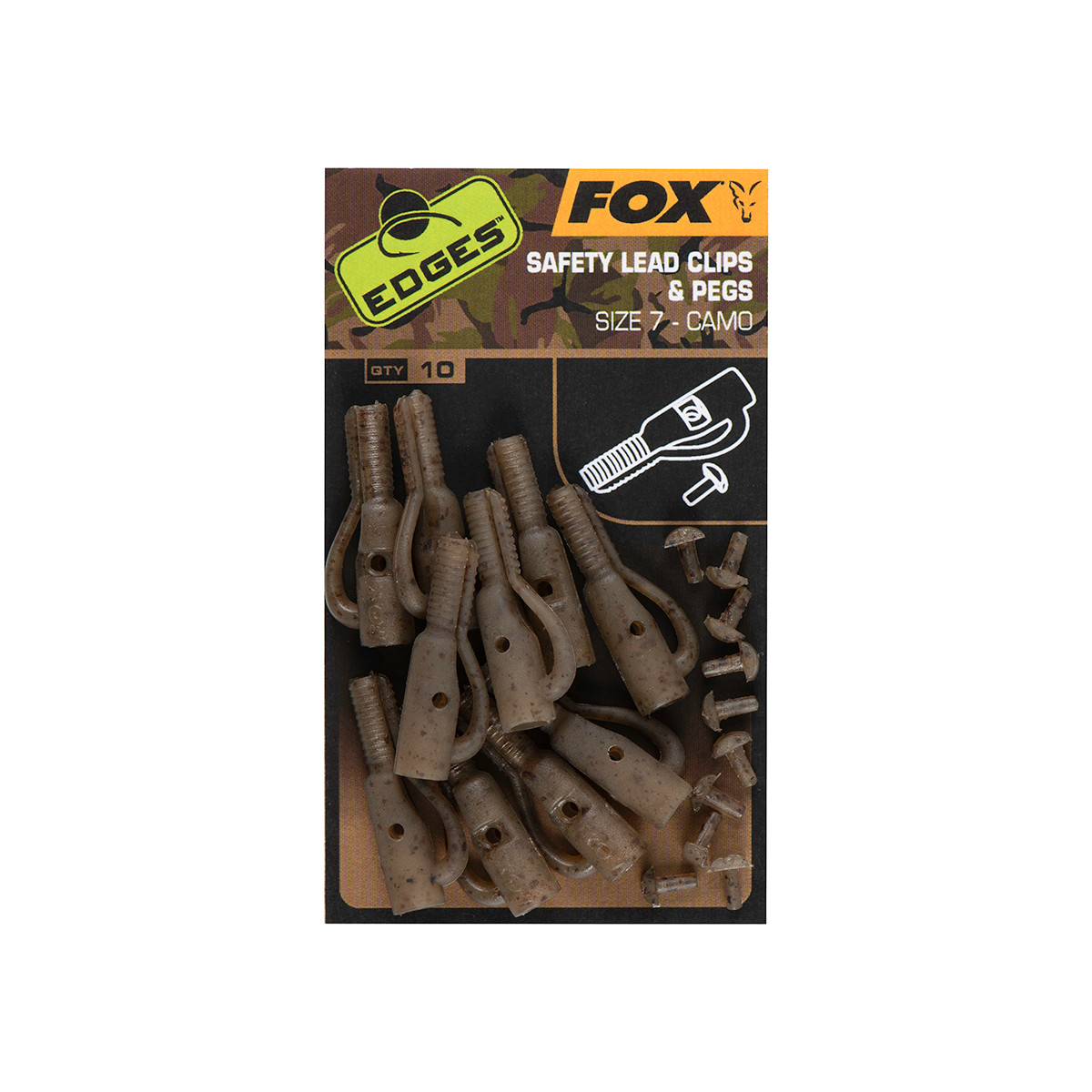 Fox - Edges Camo Size 7 Lead Clip + Pegs