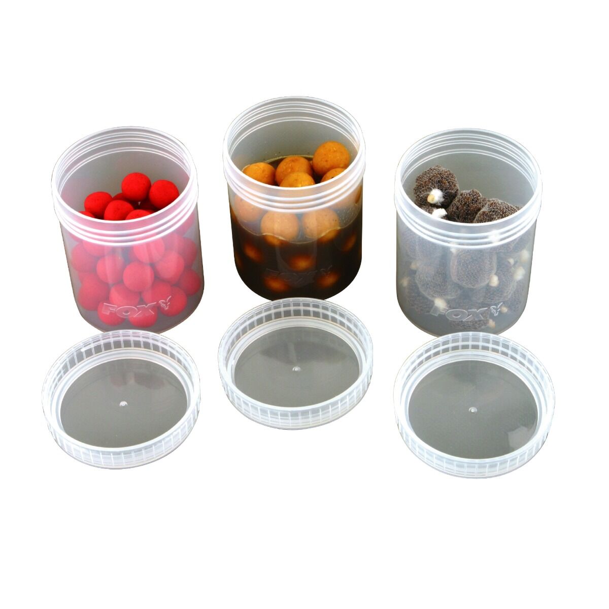 Fox Bait and Glug Pots Clear 6pk ALL SIZES Fishing tackle 