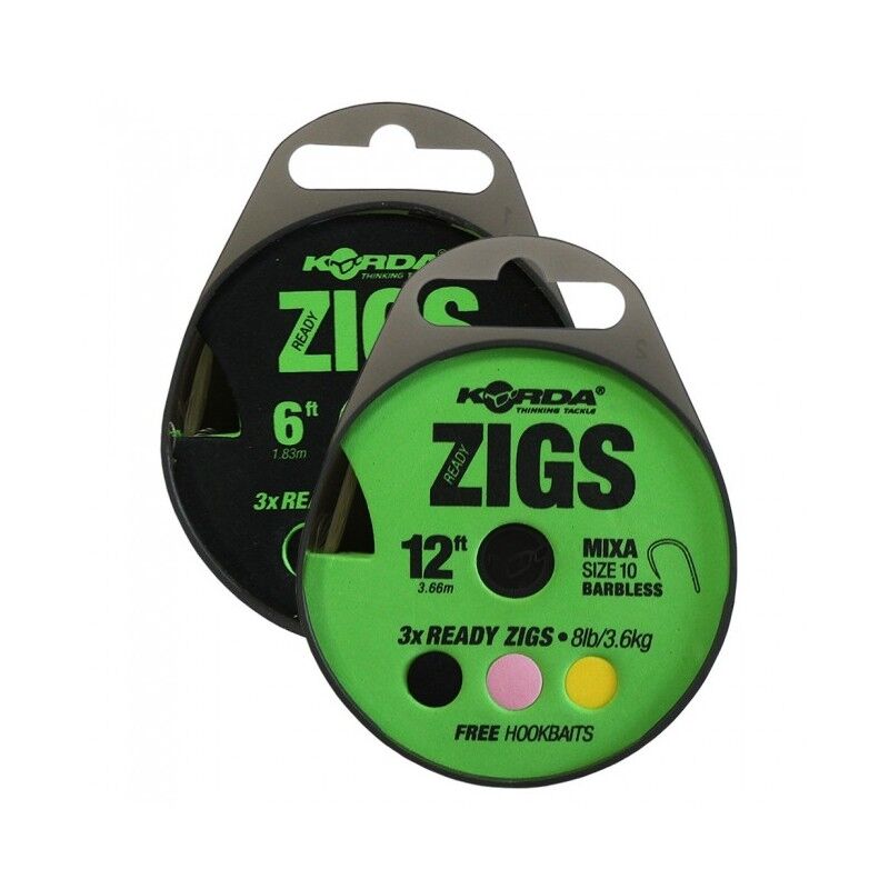 Korda - Ready Tied Zig Rigs-8Ft-Barbed