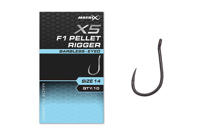 Matrix - X5 F1 Pellet Rigger Hooks Barbless - Eyed