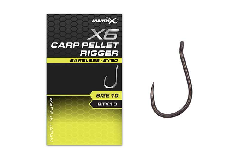 Matrix - X6 Carp Pellet Rigger Hooks Barbless - Eyed