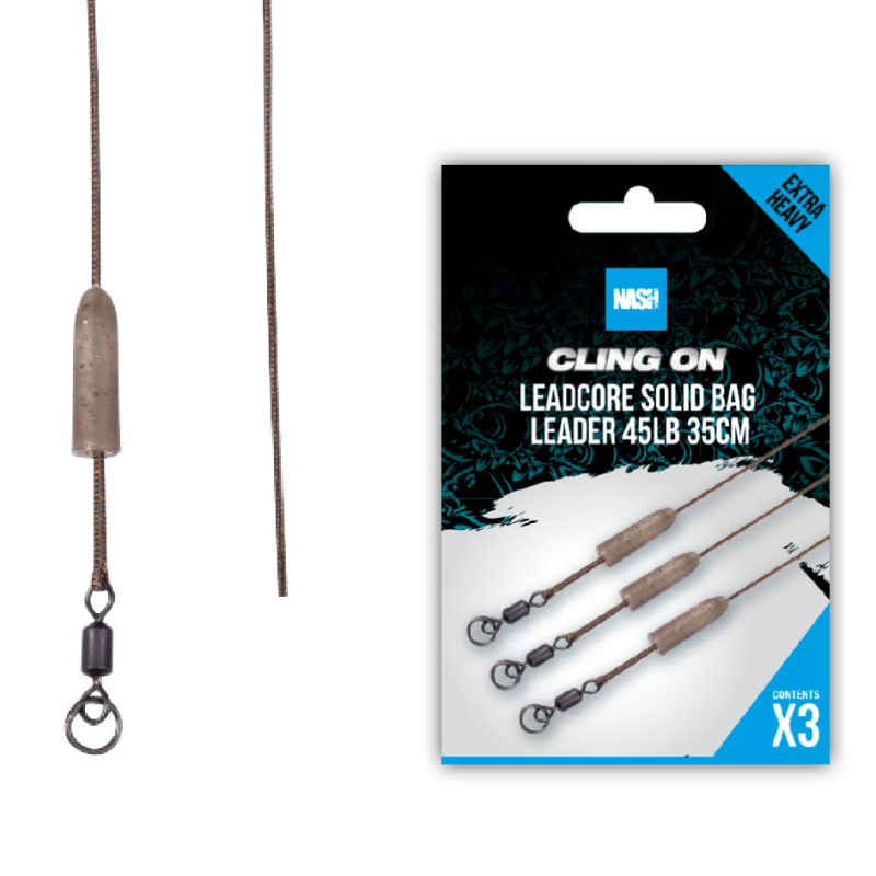 Nash Tackle Nash - Cling On Leadcore Solid Bag Leader 3 Pack 35Cm