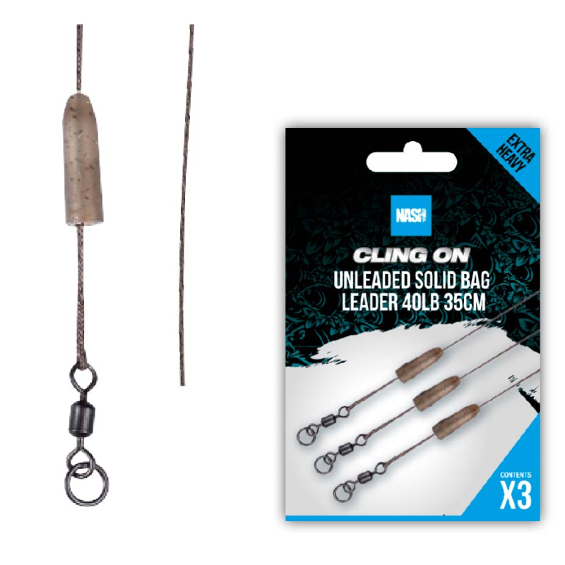 Nash Tackle Nash - Cling On Unleaded Solid Bag Leader 3 Pack 35Cm