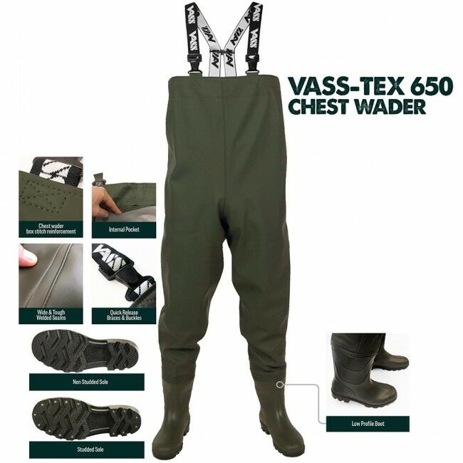 Vass Black/White - Tex 650 Series Chest Wader-8