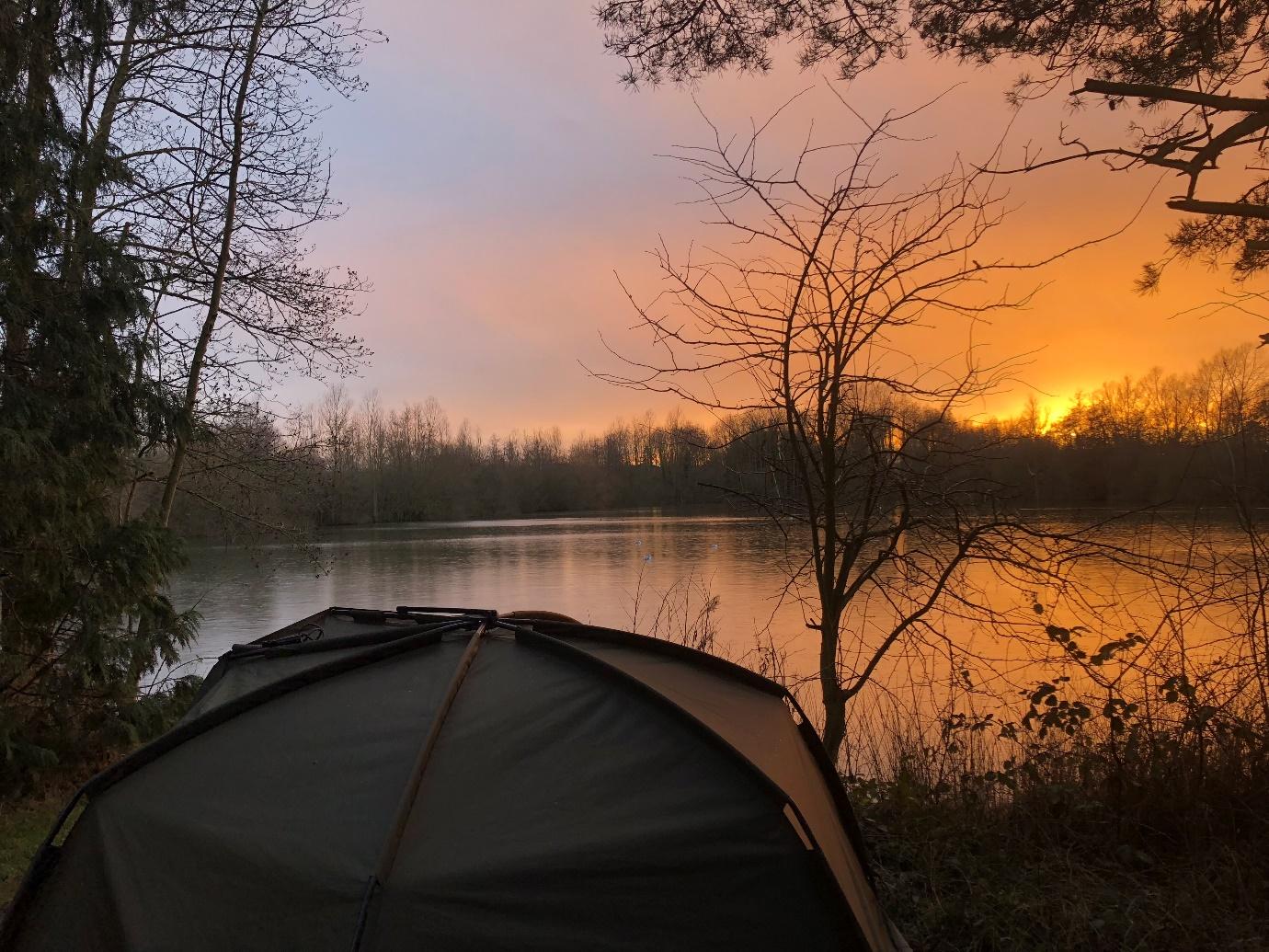 Bivvy by the lake in the evening